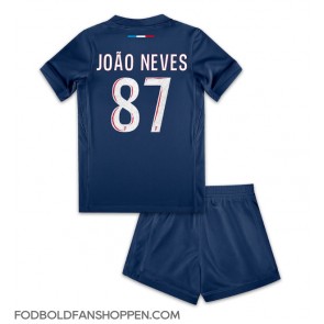 Paris Saint-Germain Joao Neves #87 Hjemmebanetrøje Børn 2024-25 Kortærmet (+ Korte bukser)